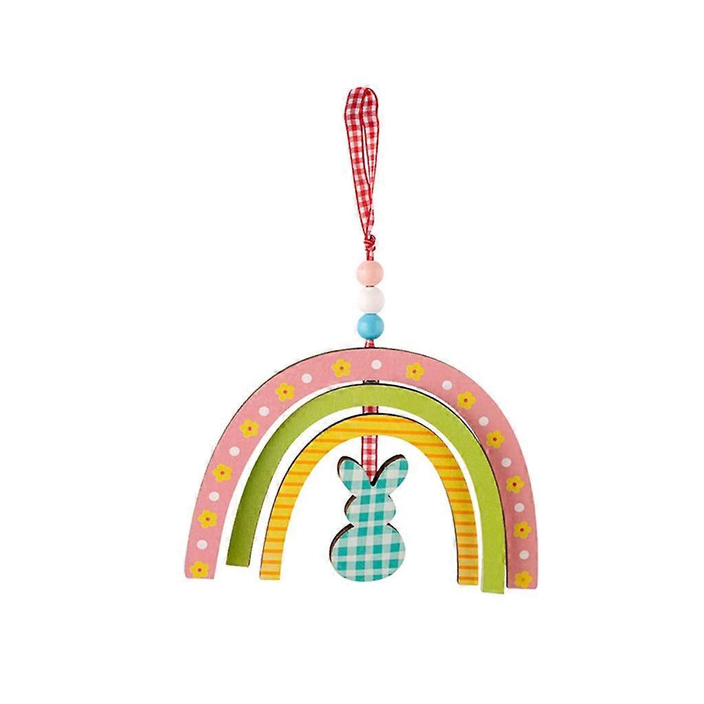 Wood Decoration Rabbit Easter Egg Dwarfs Sign Pendant Happy Easter Decoration