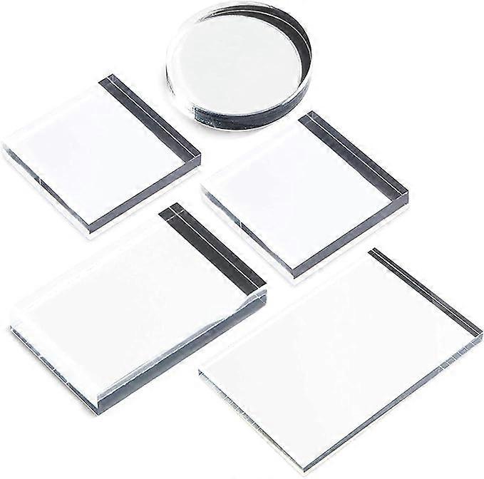 Acrylic Stamp Block Set for Crafts, 5 Sizes (Clear, 5 Pack)1.95-5.85inch