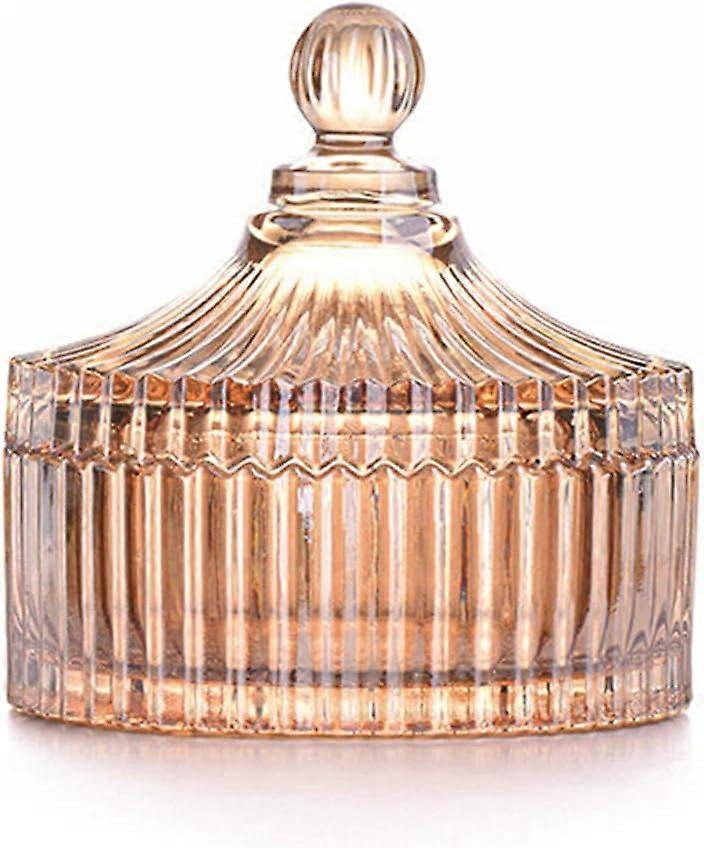 Luxury Colorful Tent Shaped Crystal Candy Jar with Lid,Clear Glass Apothecary Jar Wedding Candy Buffet Jar Food Jar