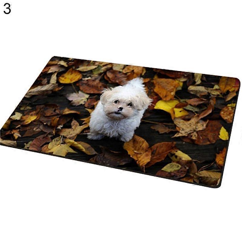 Doormat Non-Slip 3D Effect Dog Print Flannel Rectangle Carpet Modern Home Decor