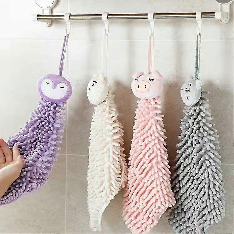 4 Pack Cute Chenille Soft Hanging Hand Towels