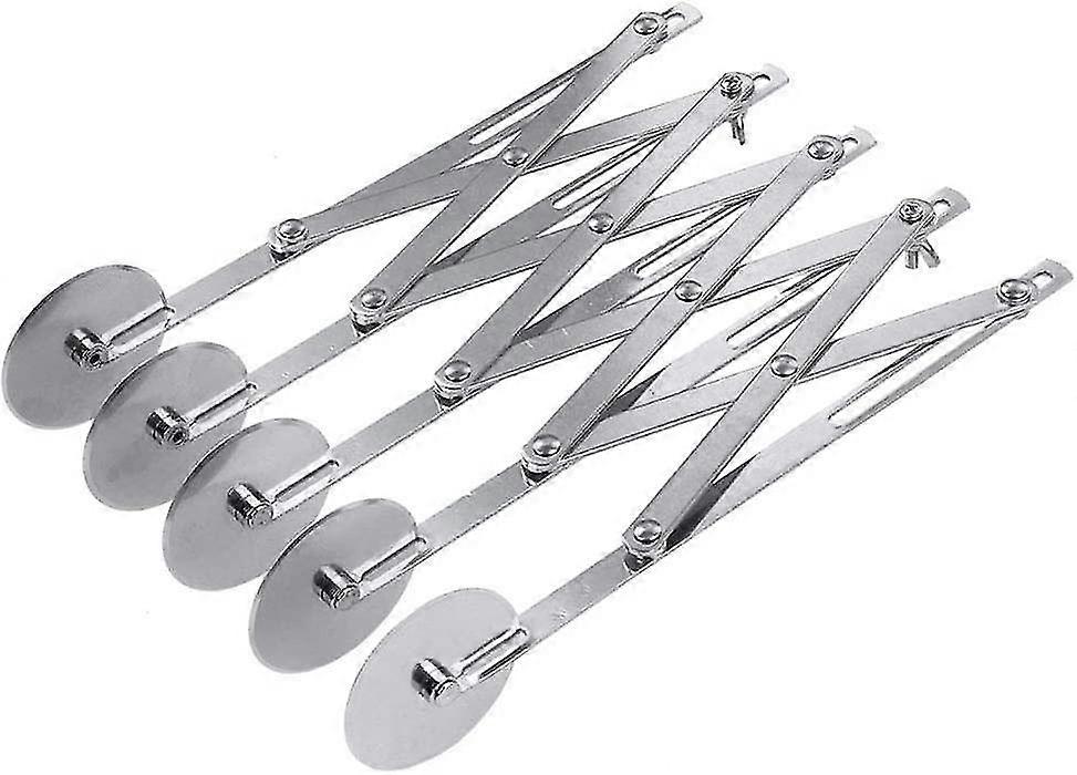 5 hjul konditor, rustfritt stål teleskopisk pizza slicer, multihjulskutter, deigdeler
