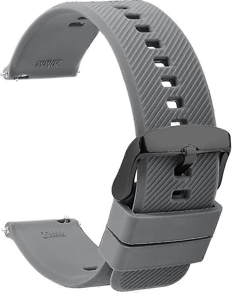 Silicone Watch Straps 20mm - Quick Release Watch Bands Soft Rubber Black