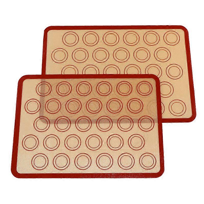 2 Pack Silicone Baking Mat - Non-Stick Baking Mat for Macarons, Cookies, Macaroons, Cakes, Bread, BPA Free (42 x 29.5cm, Red)