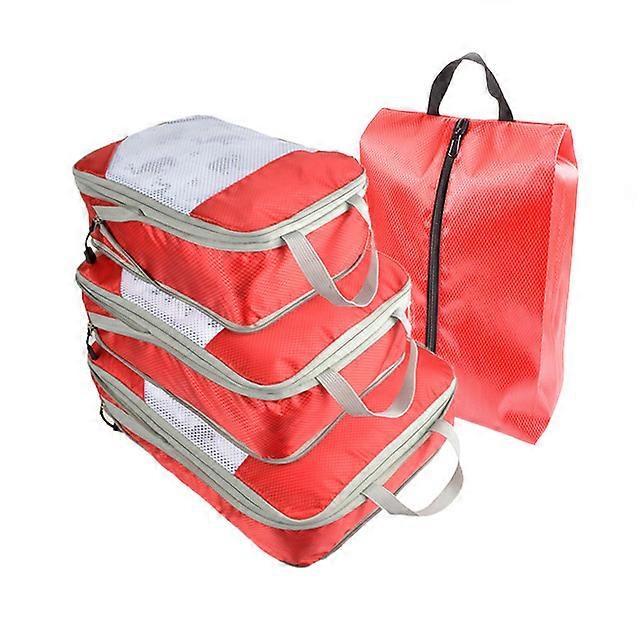 Travel Compression Packing Cubes Portable Luggage Organizer Storage Bags Shoes Bags With Mesh Lightweigh Foldable Handbag Pouch