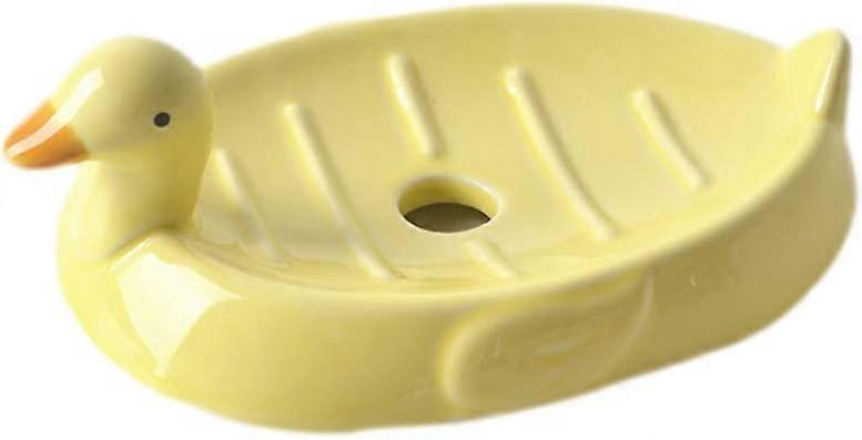 Ceramic Cute Duck Soap Tray Soap Dish, Yellow