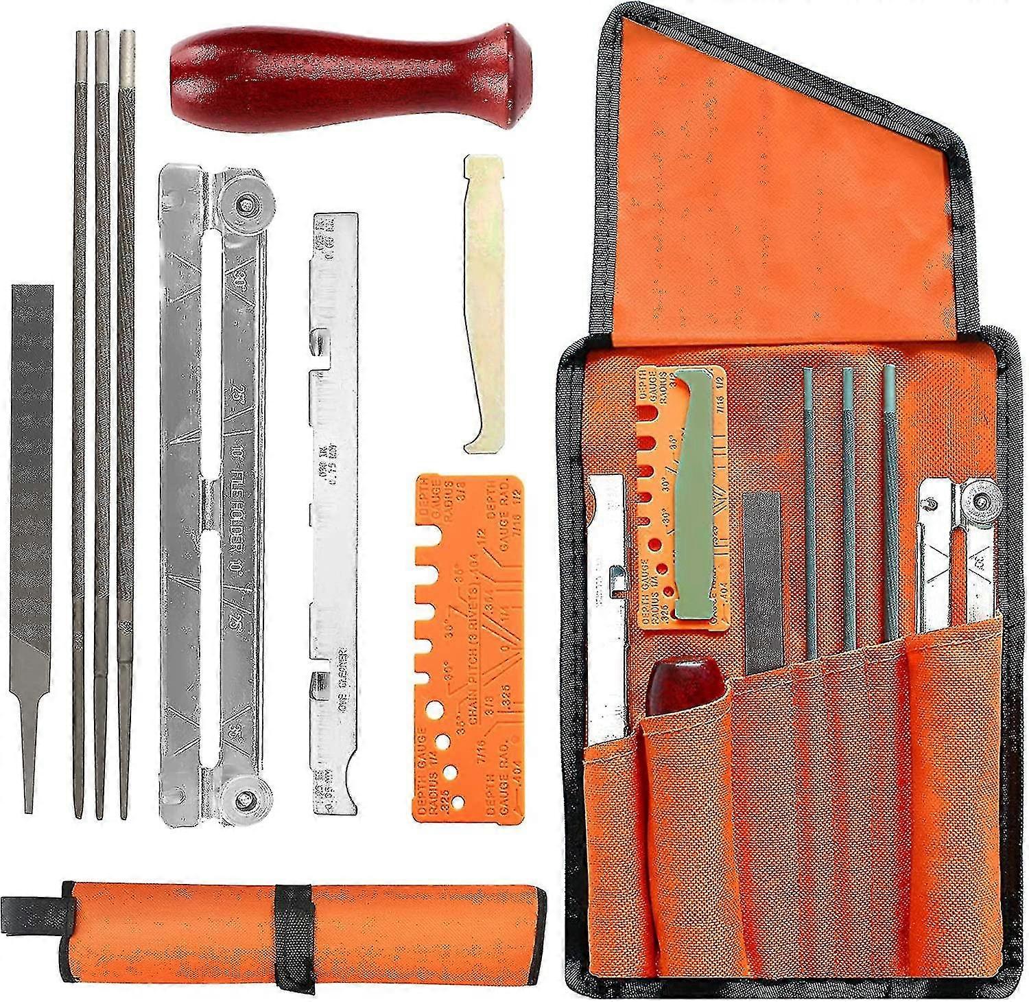 10 Pieces Professional Chainsaw Sharpener, Chain Sharpening Kit With Round File 4.0-4.8 - 5.5 Mm