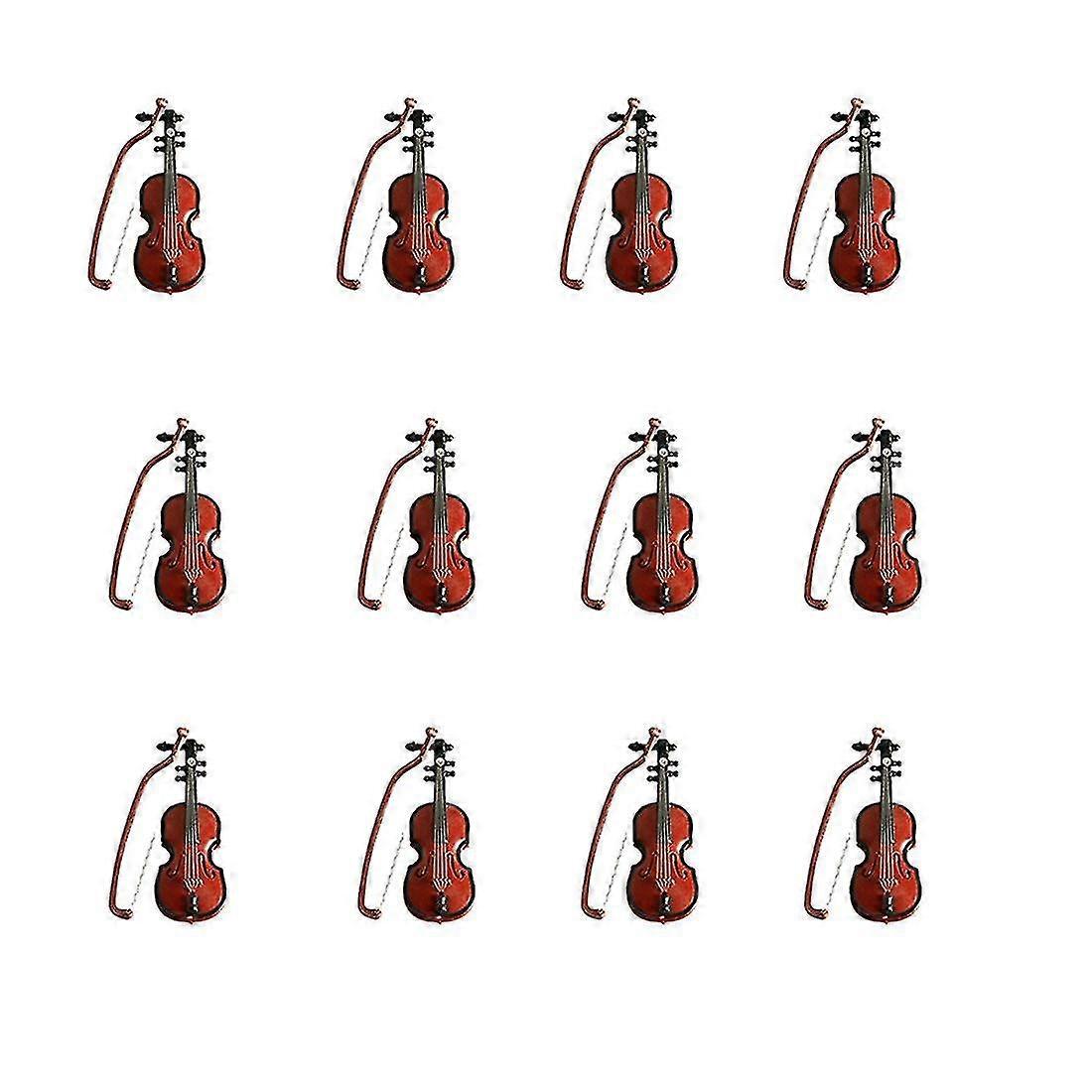 12セットミニバイオリンクリスマスバイオリンモデルデスクトップ楽器装飾ミニバイオリンオーナメント