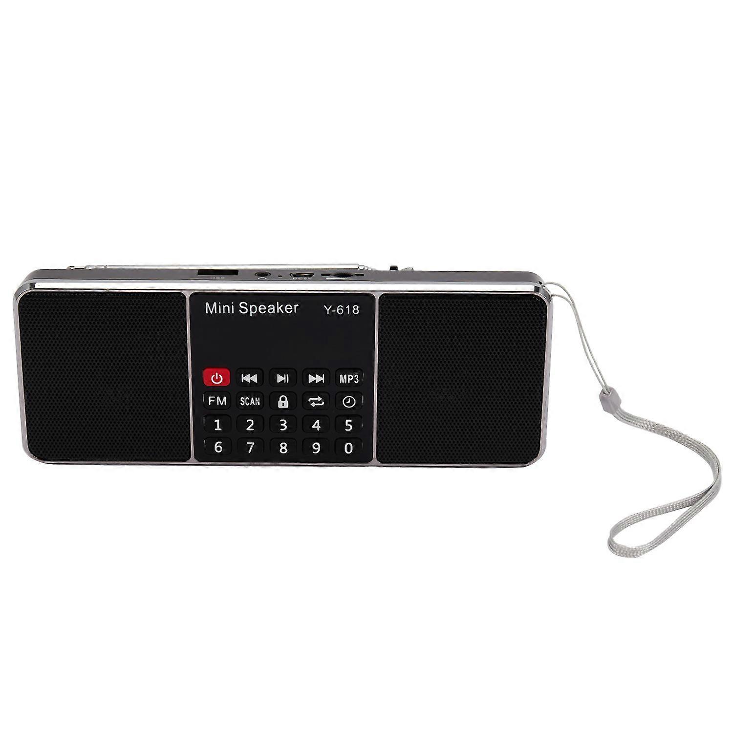 Y-618 Mini Fm Radio Digital Portable Dual 3W Stereo Speaker Mp3 Audio Player High Fidelity Sound Quality W/ 2 Inch Display Screen Support Usb Drive T