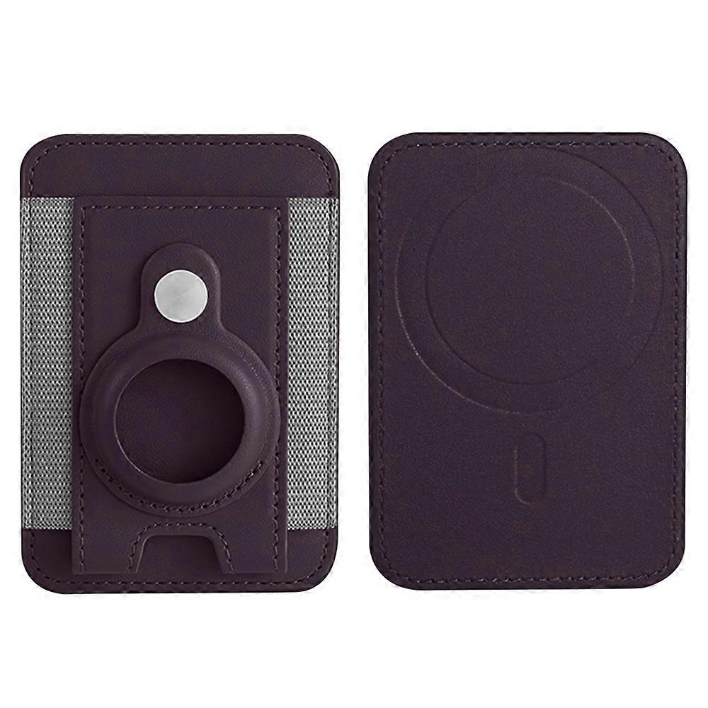 Elastic Band PU Leather Phone Back Card Bag Compatible with MagSafe Protective Case for AirTag - Dar
