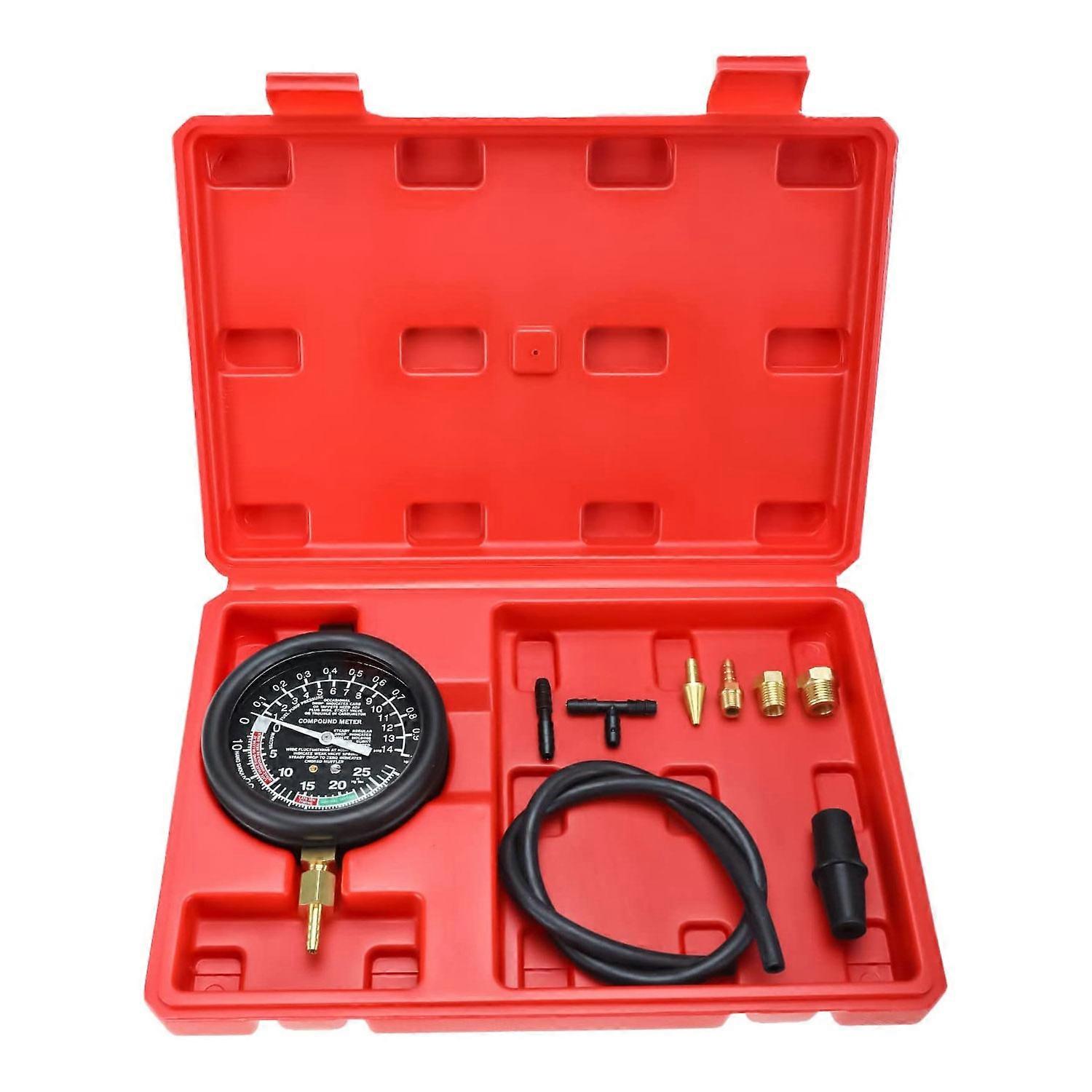 Forgasser Carb Valve Drivstoffpumpe Trykk, Vakuum Tester Gauge Test Kit, Motorvakuum Trykktester For Biler Lastebiler