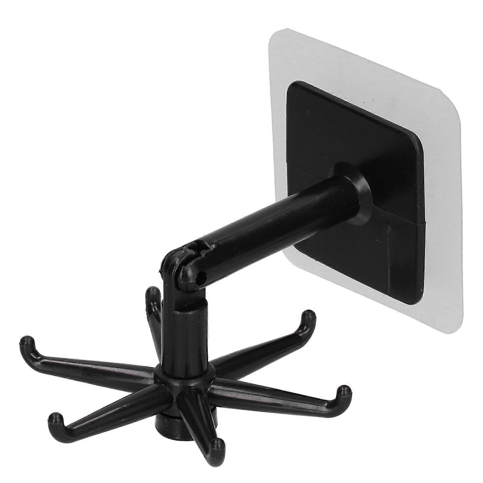 Black Rotatable Storage Holder Wall Hanger for Home Bathroom - No Punch Unique Shape Hook
