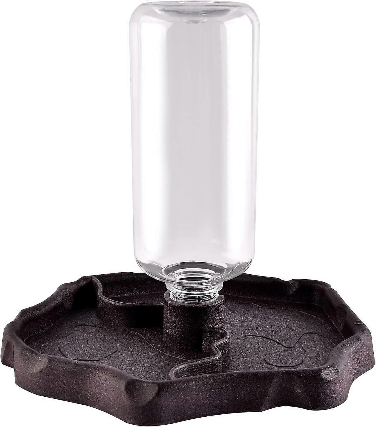 Reptile Water Dispenser, Turtle Drinker, Terrestrial Turtle Feeder, 2 in 1 Anti-Overflow Food Dispenser Plastic Bowl Accessory - Brown