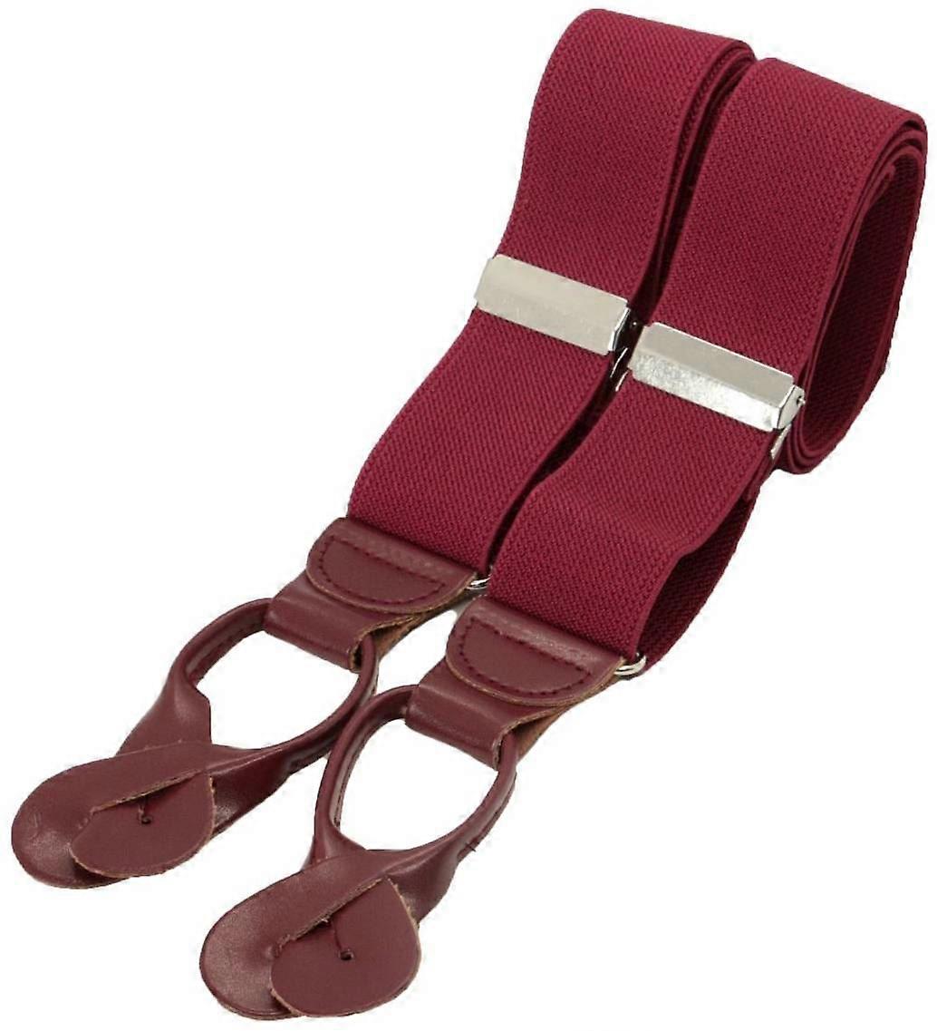 David Van Hagen Rolled Leather End Braces - Burgundy