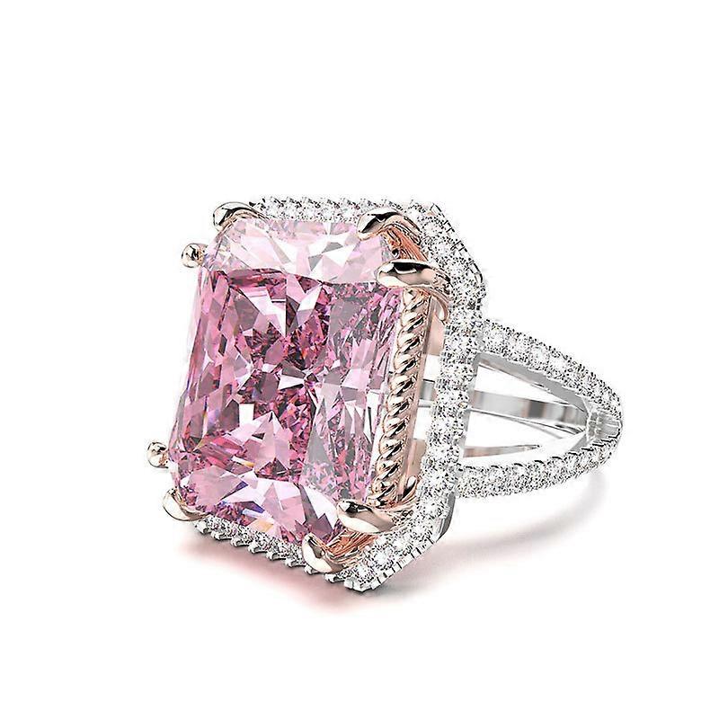 Square Pink Full Diamond Ring For Women