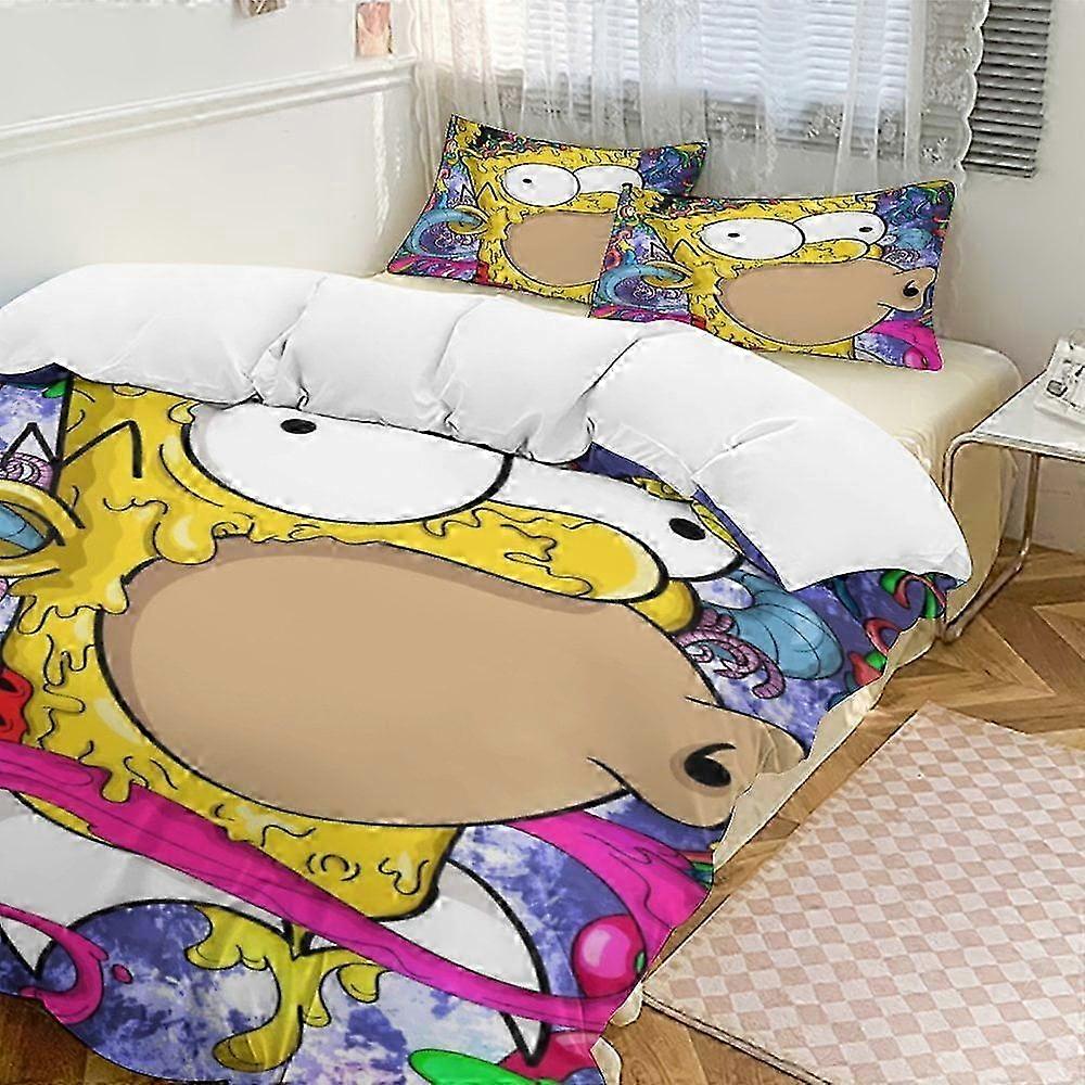 n1609 Lençóis Os SimpsonsConjunto de Cama de 3 Peças Wa E Confortável Capa de Edredom Macio Conjunto de Cama para Quarto (1 Capa de Edredom e 2 Fronhas) Lençóis