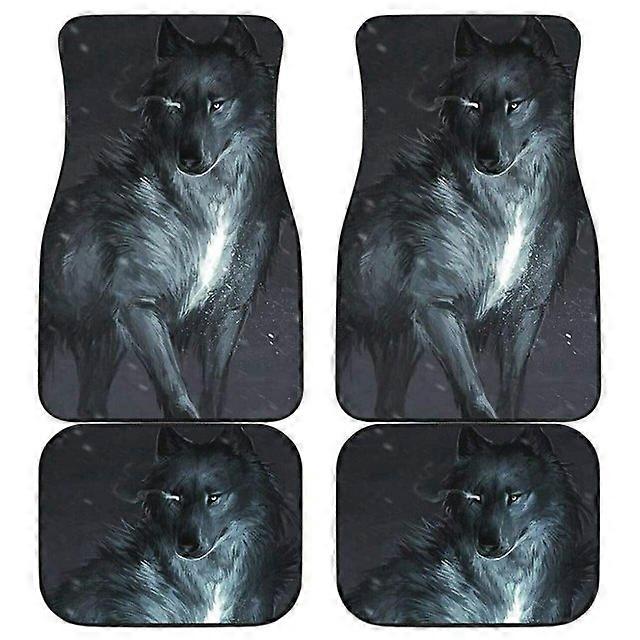 Cool Galaxy Wolf Car Floor Mat Vintage Black Carpet Anti-Slip Rubber Mat Pack of 4 Auto Accessiores for Car SUV Van