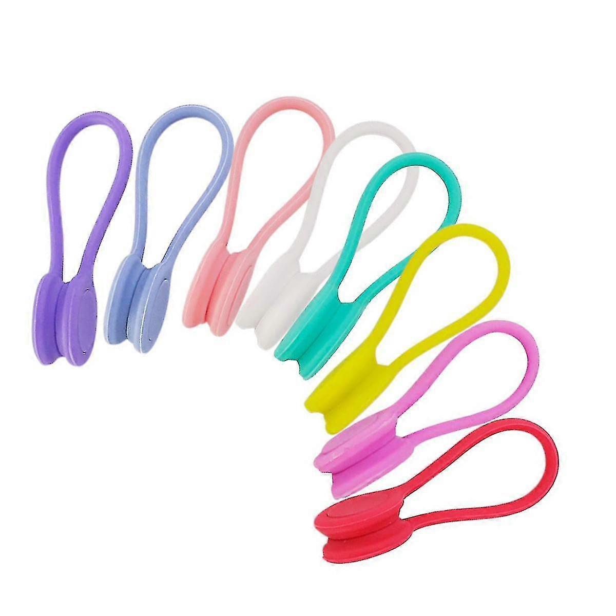 Multicolor Strong Magnet Wrap Magnetic Cable Clips, 8pcs