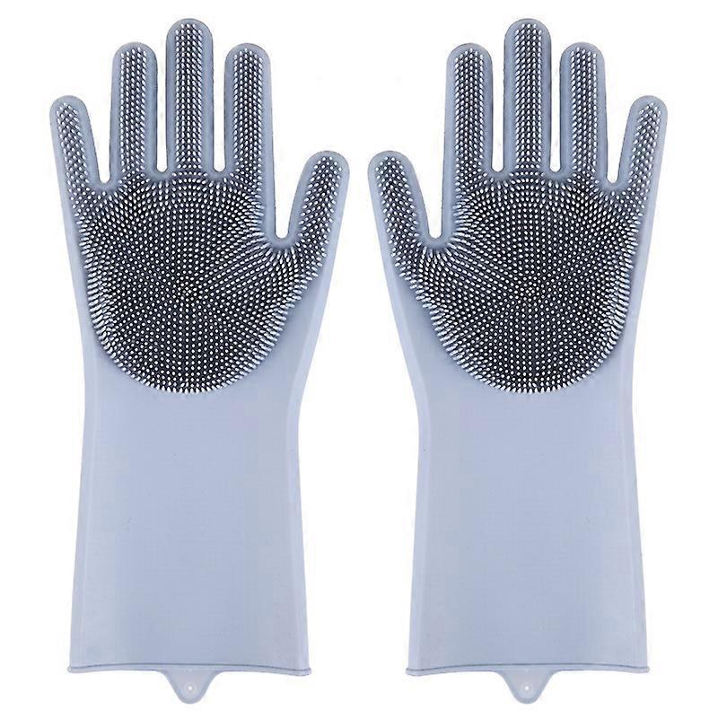 Magic Silicone Dishwashing Gloves,Reusable Rubber Gloves Kitchen Gloves with Sponge Scrubbers