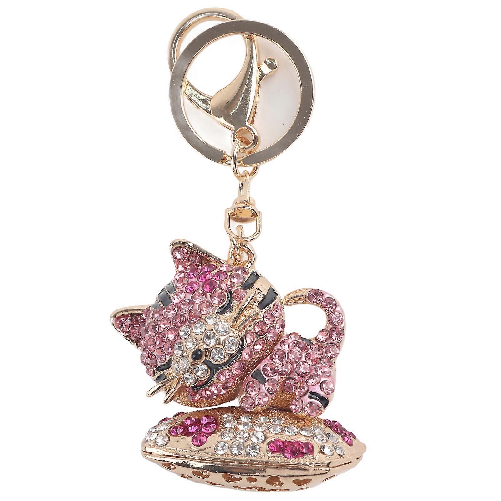 Rhinestone Keychain, Cat Shape Decorative Pendant Ornament Accessories
