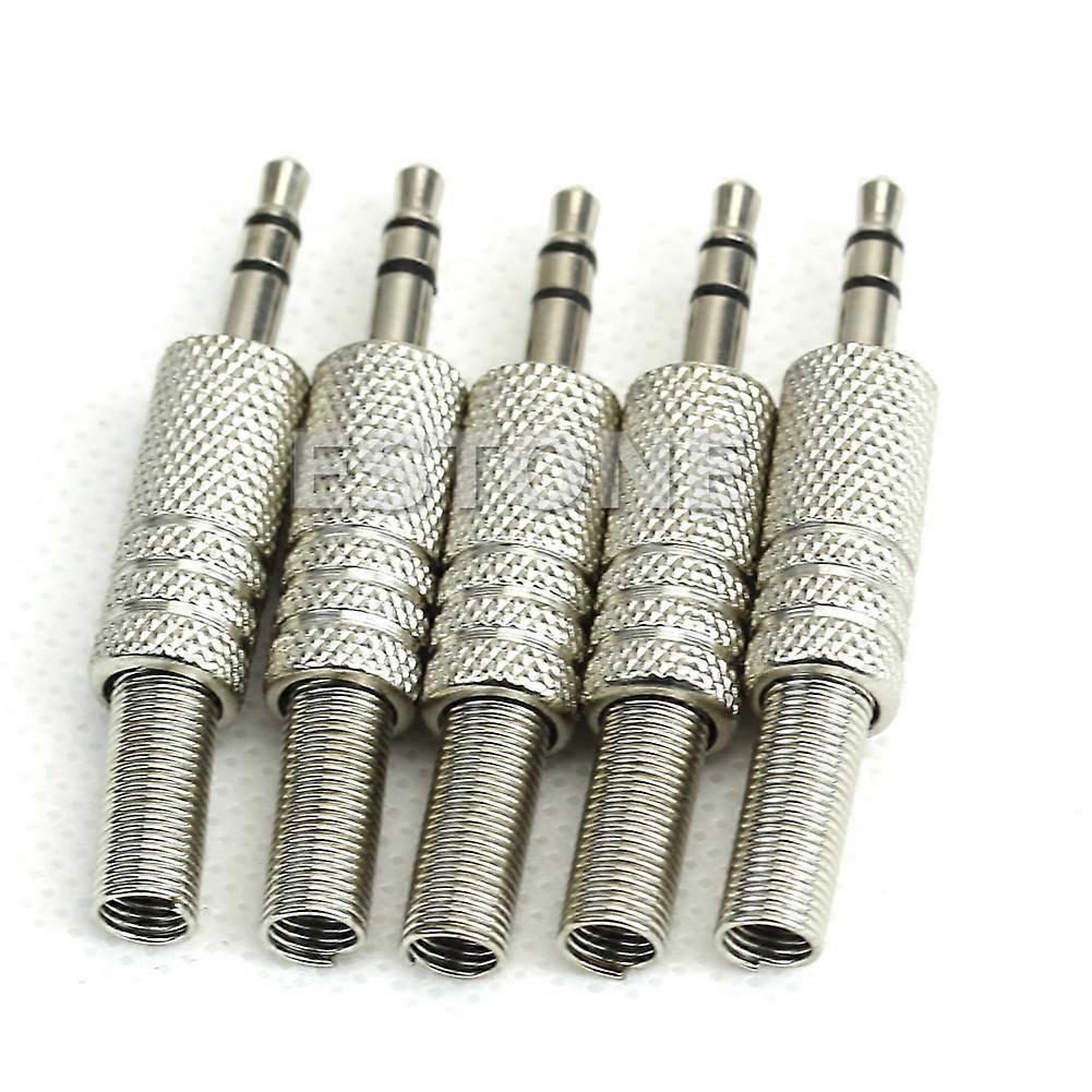 Hot 5pcs 3.5mm 1/8" Stereo TRS Macho Conector de Plugue de Áudio Conector Prata