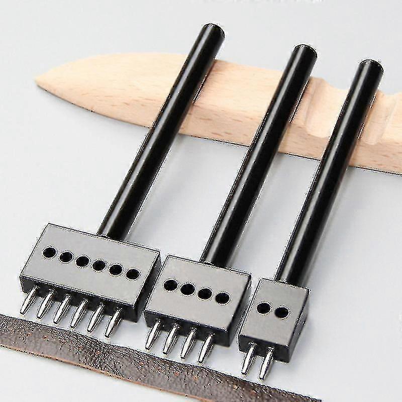 3pcs Round Stitching Punch Tools 4mm Diy Leather Spacing Punching Tool Perforated Leather Craft Tools-MXBC