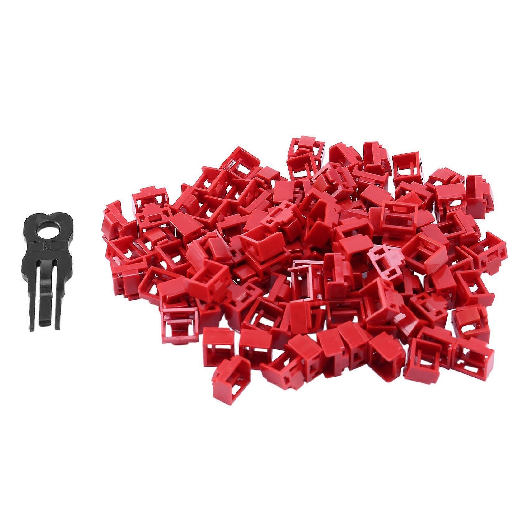 100Pcs Red RJ45 Port Ethernet LAN Hub Anti Dust Cover Plug Cap Blockout Protector with Proprietary