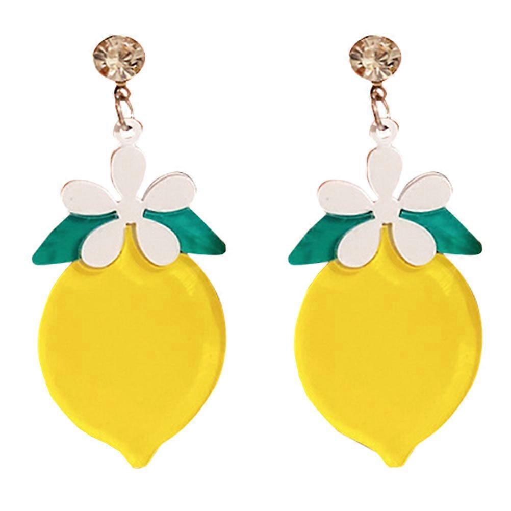 1 Paar Zitrone Blume Ohrringe Süße Frucht Ohrringe Kreative Zitrone Ohrtropfen