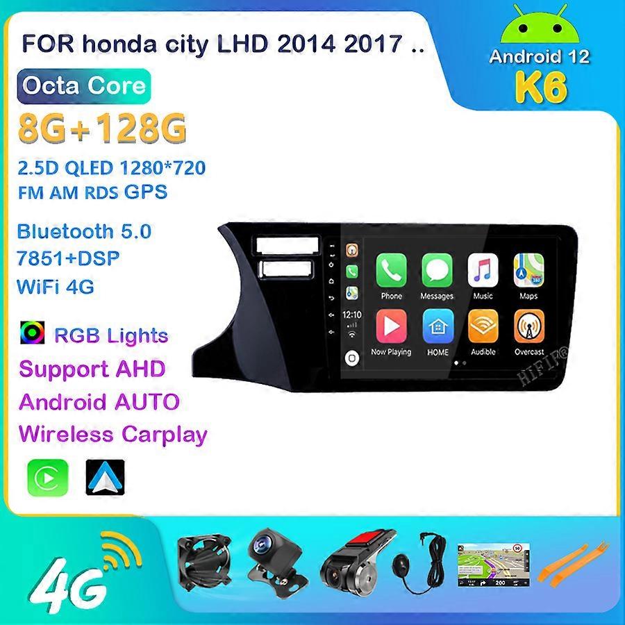 9-calowy samochodowy odtwarzacz DVD GPS z systemem Android 12 RAM dla Honda City LHD 2014 2017 Radio samochodowe Nawigacja multimedialna Stereo Jednostka główna Dsp