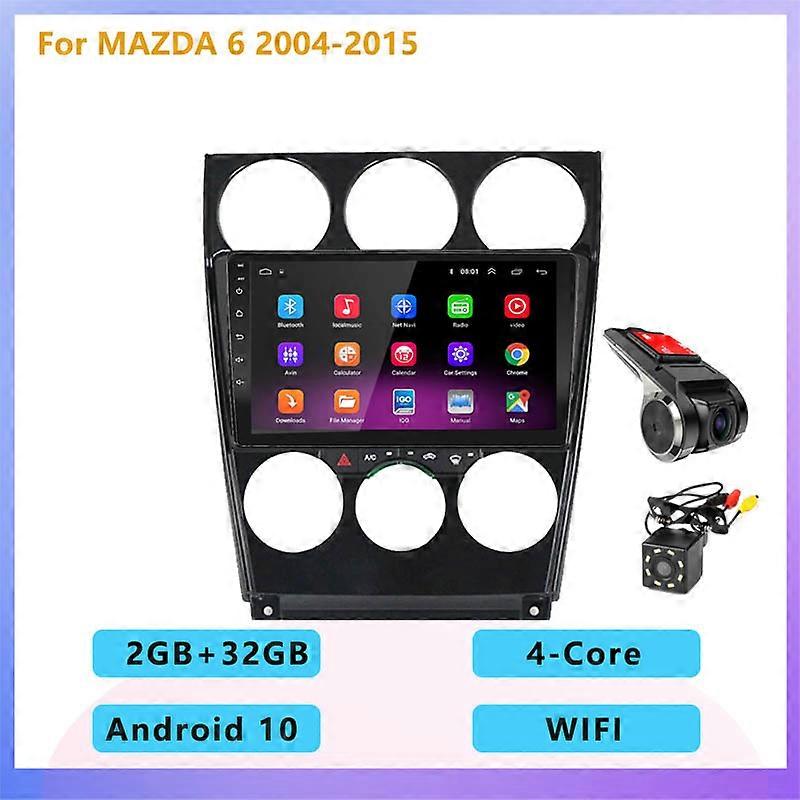 2DIN Android 10 4+64G Car Radio Stereo Multimedia Player Carplay Auto WIFI RDS DSP GPS navigation for MAZDA 6 2004-2015