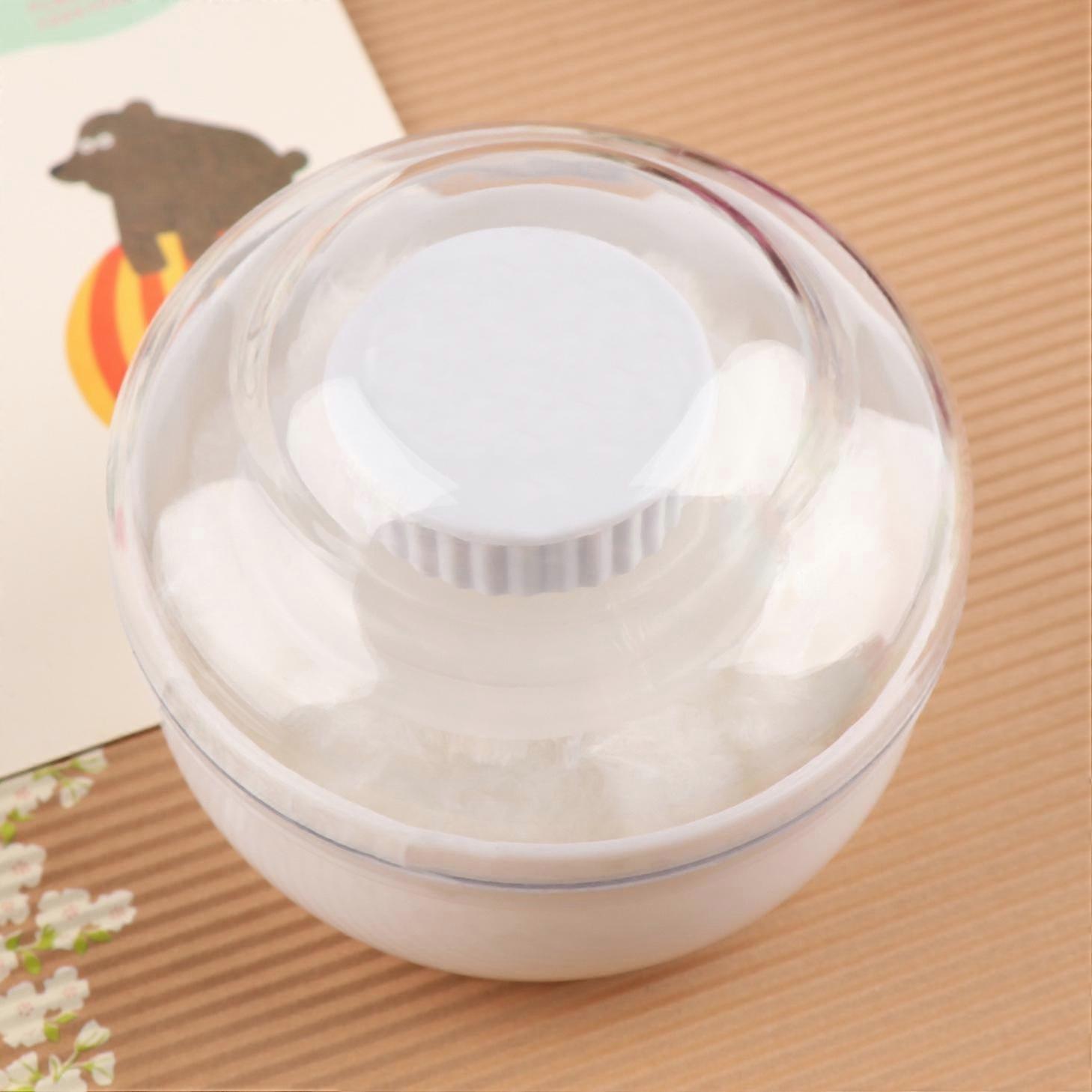 Talco polvo Puff Box Powder Powder Container Con Puffs, Blanco