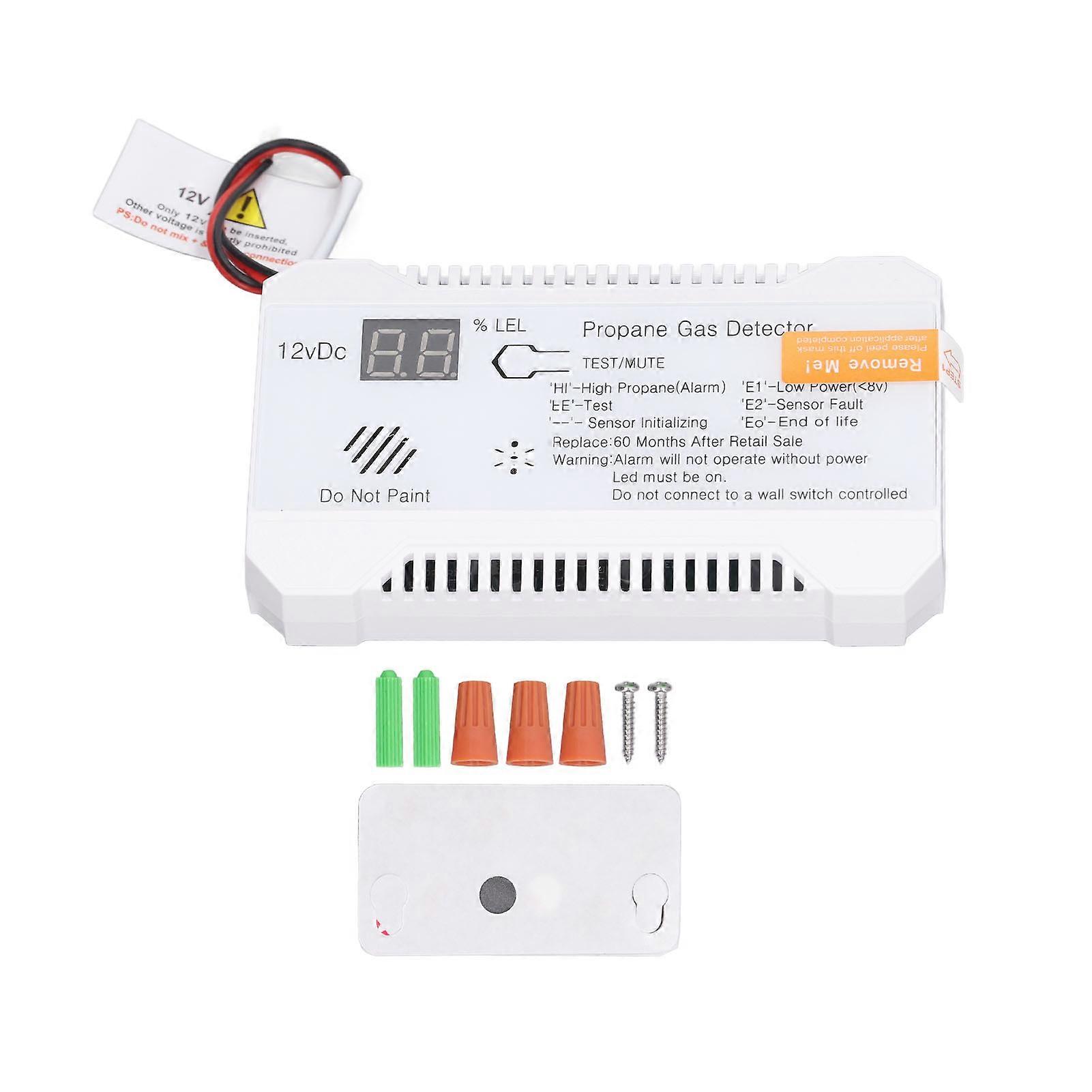 Propane Gas Detector 85dB Real Time Display Quick Response Accurate Detection Natural Gas Alarm for RV Truck DC12V