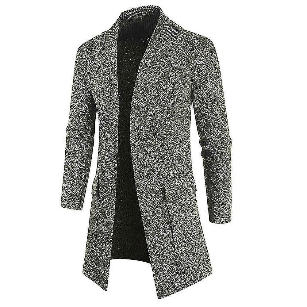 Mens Casual Solid Color Knitted Long Jacket Szkyd