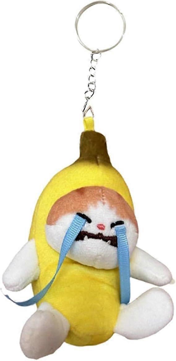 SBSG Crying Banana Cat Keychain,Cute Banana Cat Plush Pendant, Funny Crying Cat Keychain Charm Christmas Birthday Gifts
