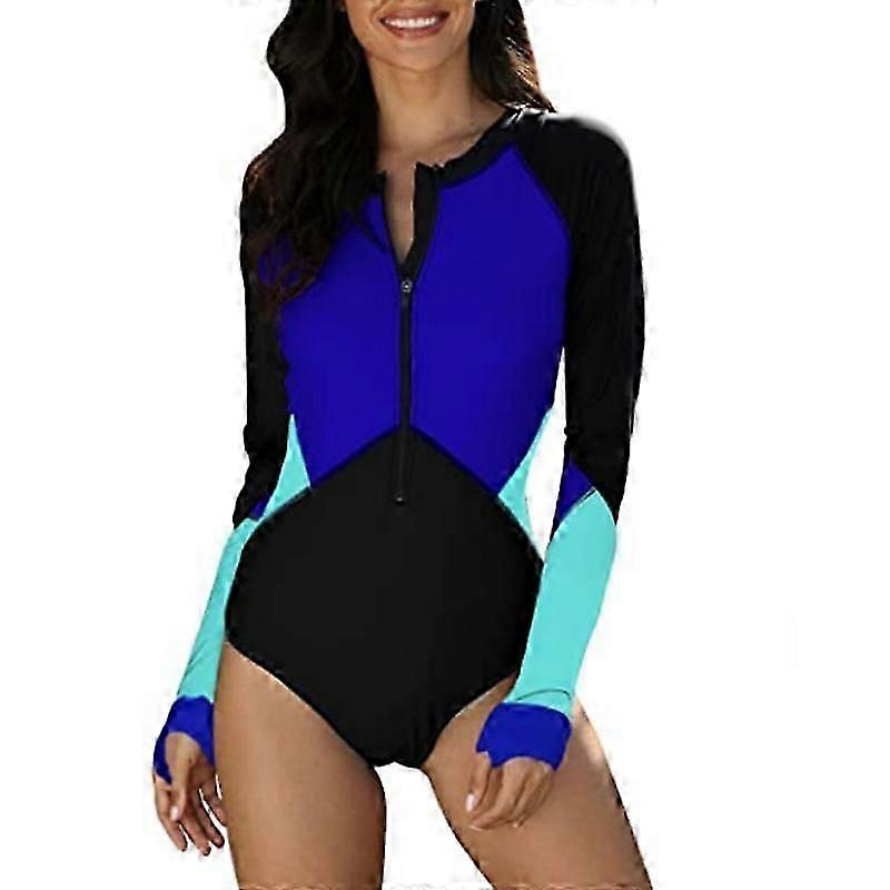 Womens Printed One Piece Swimsuit with Zip Front, Summer Beach Maillot, Small