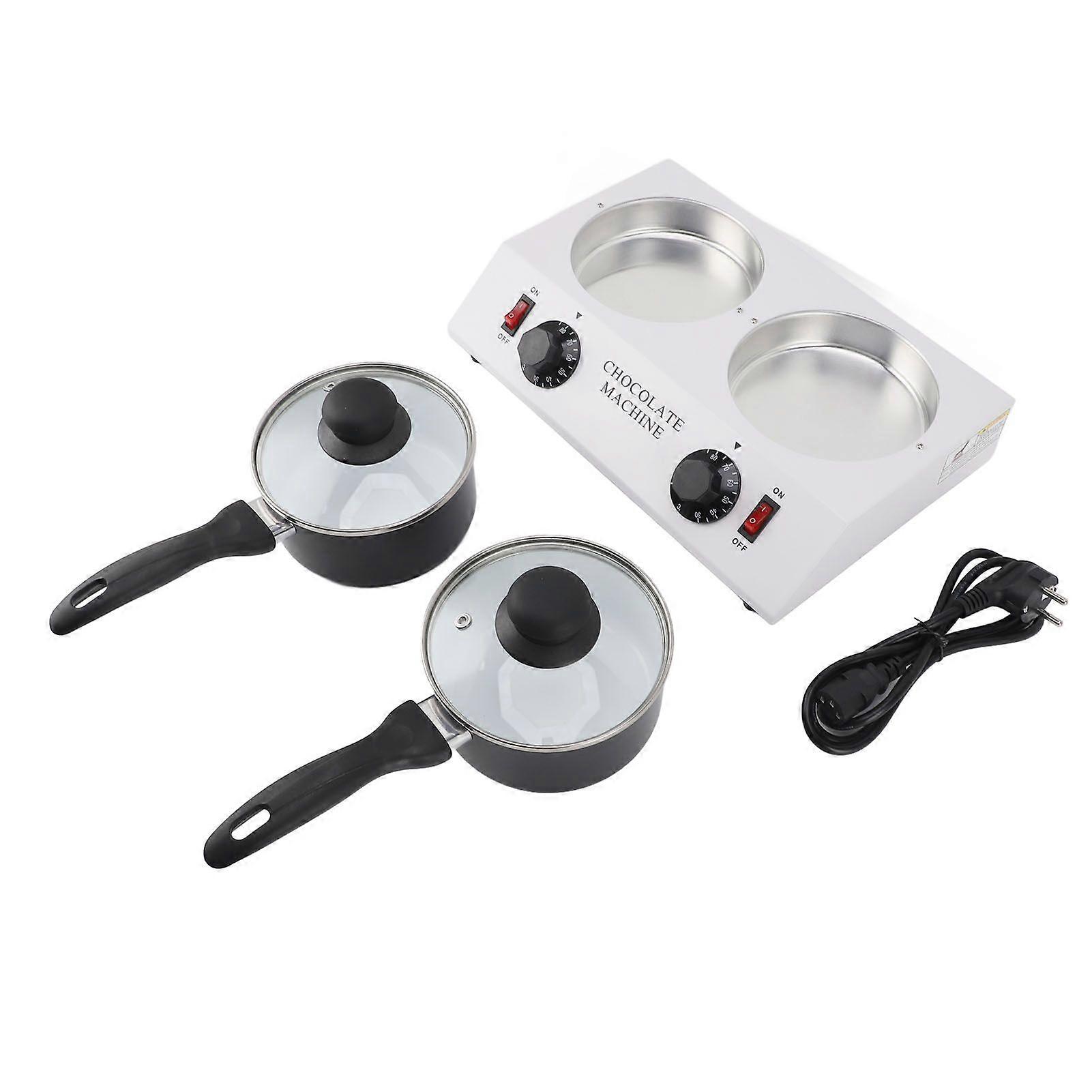2 Tanks Chocolate Melting Machine Constant Temperature Aluminum Non Stick Manual Chocolate Machine 2kg EU Plug 220V