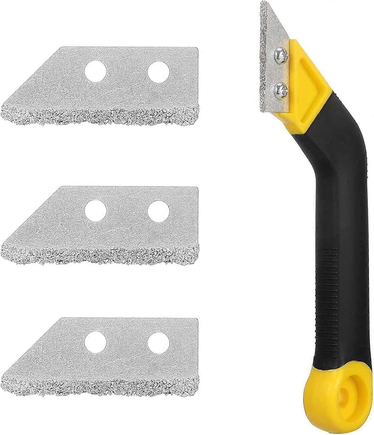 Tile Grout Scraper Grout Remover Tool Ceramic Hob Scraper With 3 Replacement Blades, Tile Scrapers, For Household Floor Tile Cleaning