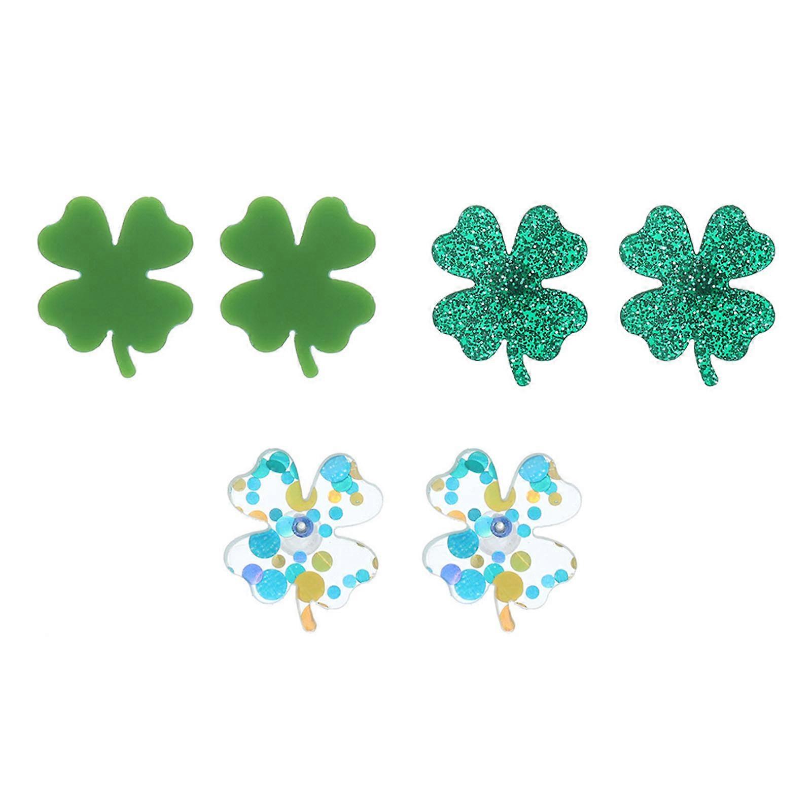 Four Leaf Clover Earrings - Green Dots Pattern for Elegant Daily Wear