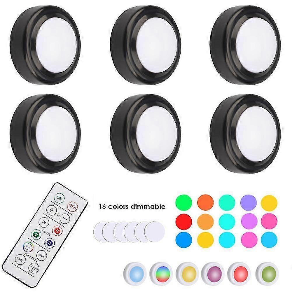Lumini de dulap cu LED-uri RGB Wireless Puck Lights sub iluminarea dulapului 16 culori