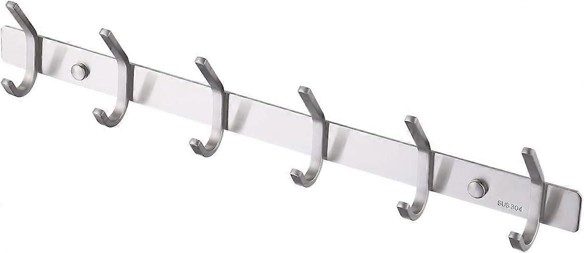 Bathroom wall coat rack with 6 hooks Stainless steel coat rack