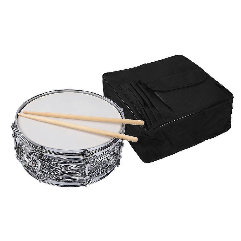 14in Stainless Steel Snare Drum Beginner Kit with Bag Drumstick Strap Tool