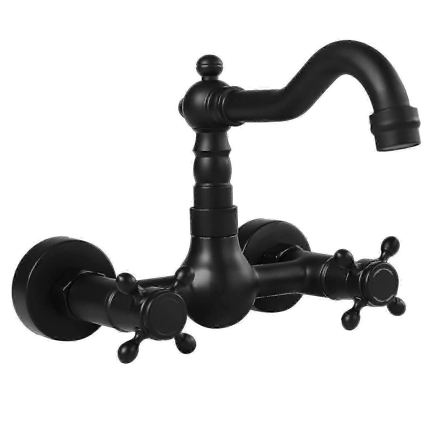 Matte Wall Mount Kitchen Faucet, Rotatable Tap