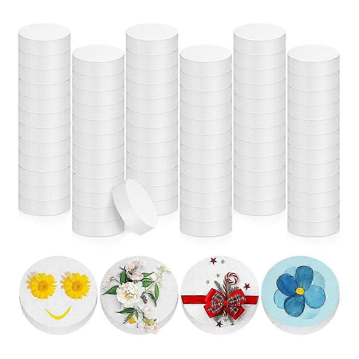 72Pcs 3 Inch Foam Circles 1 Inch Thick Round Polystyrene Discs White Foam Cylinders Foam Blocks for Crafts Modeling DIY
