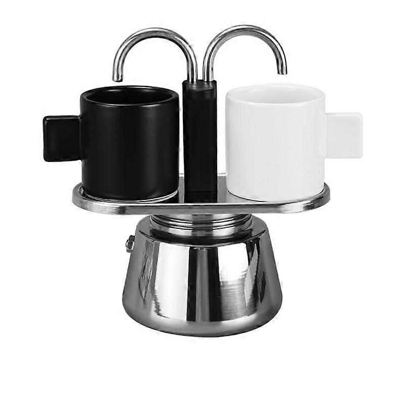 2 Cup Stovetop Espresso Maker, 100 ML Stainless Steel (Mugs Not Included)