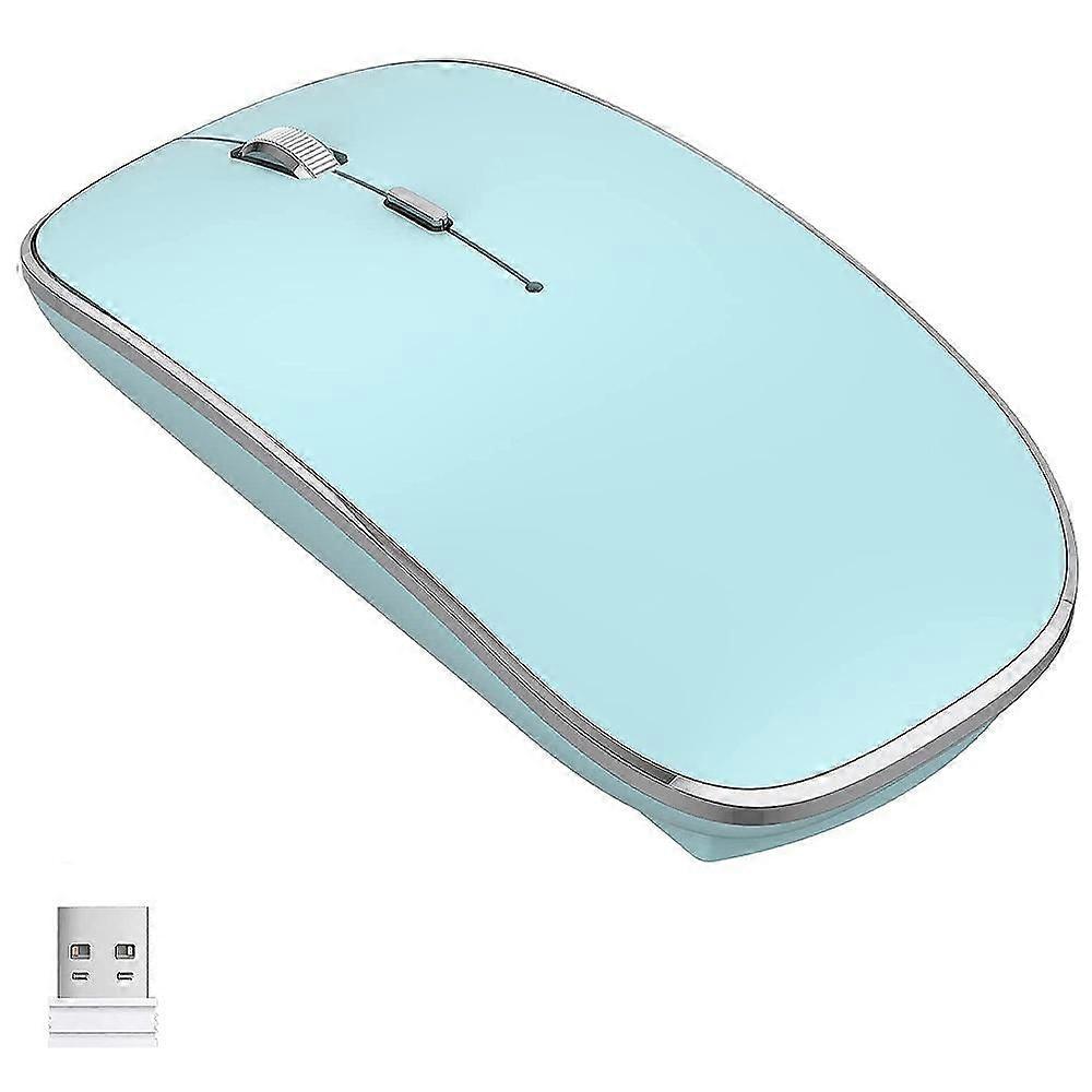 Rechargeable Wireless Mouse, Slim Silent 2.4G Wireless Mouse with USB Type-C Nano Receiver 1600 DPI Adjustable Portable Mouse for PC, Laptop, Macbook,