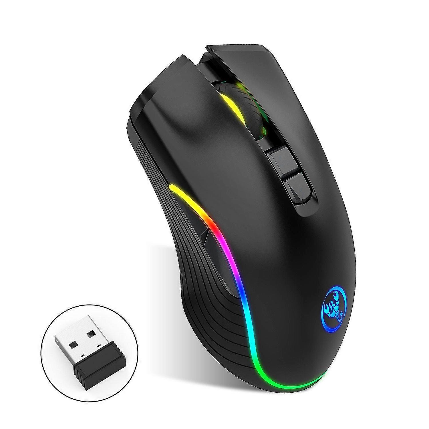Rechargeable luminous LED mouse, wireless mouse with USB receiver, comfortable 2.4G wireless mouse Suitable for notebook computers