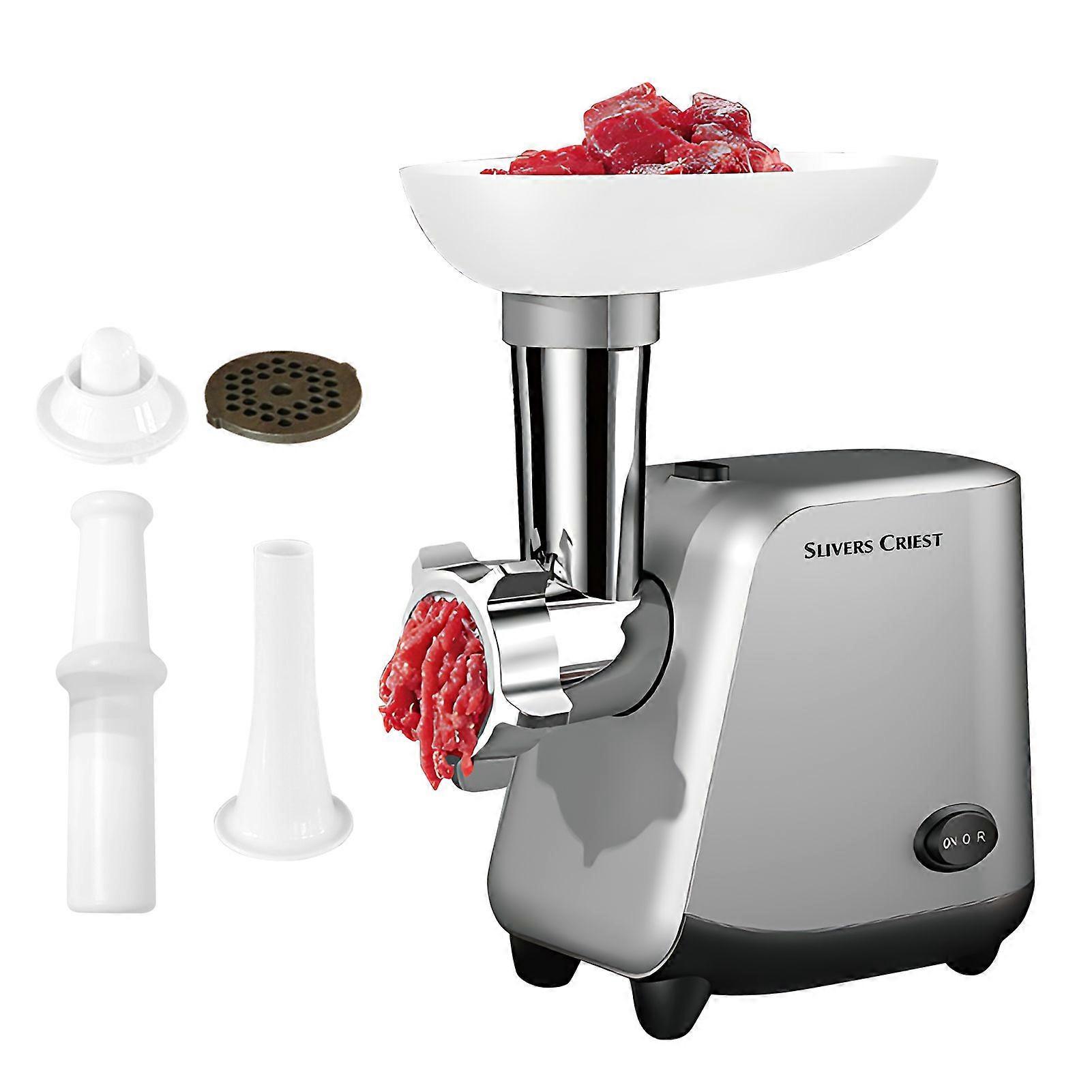 SLIVERS CRIEST Electric Meat Grinder Machine 800W Meat Chopper One Button Operation Food Grade Aluminum Alloy with Sausage Stuffing Tubes Kubbe Attach