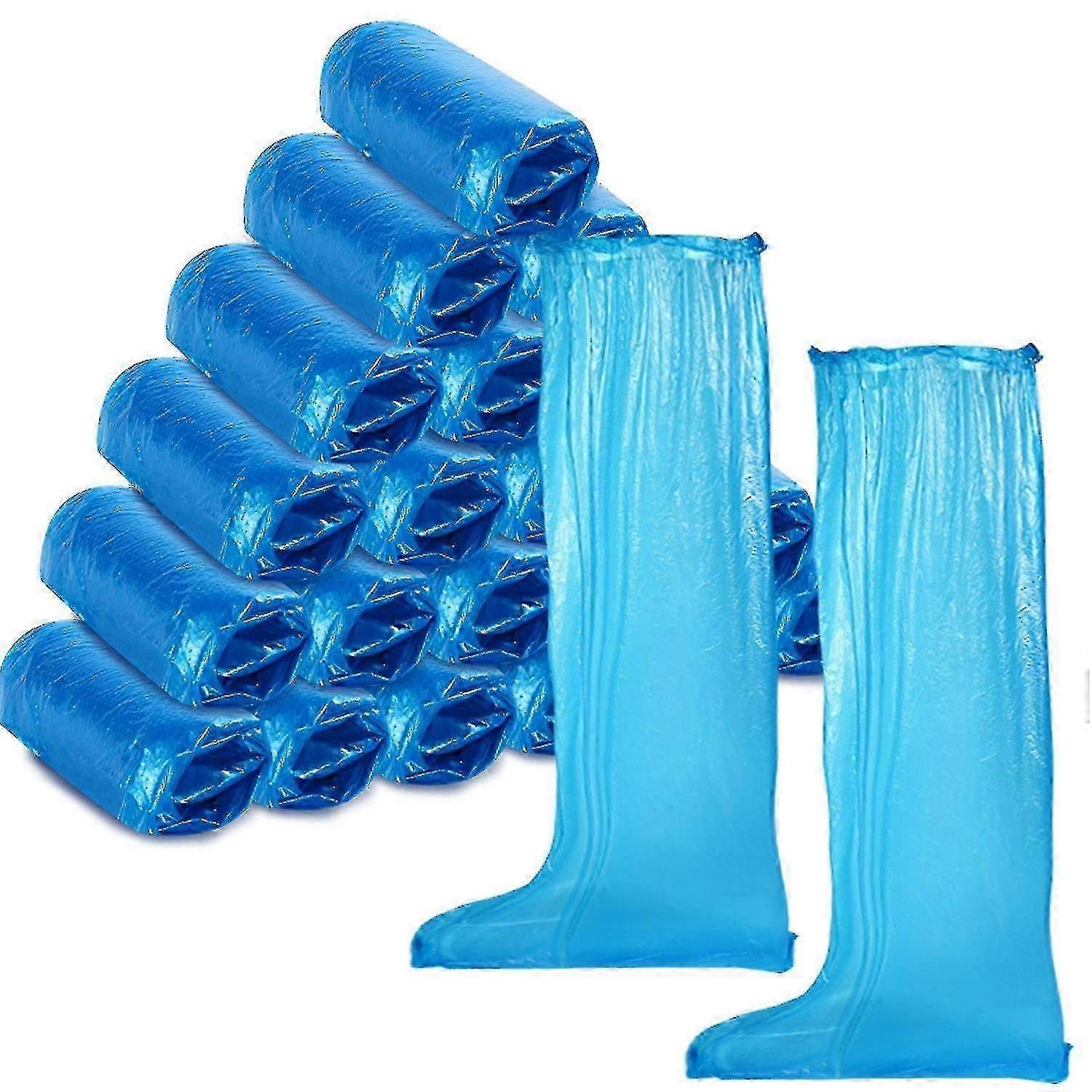 20pcs Disposable Boot Covers Plastic Long Waterproof Shoes Cover