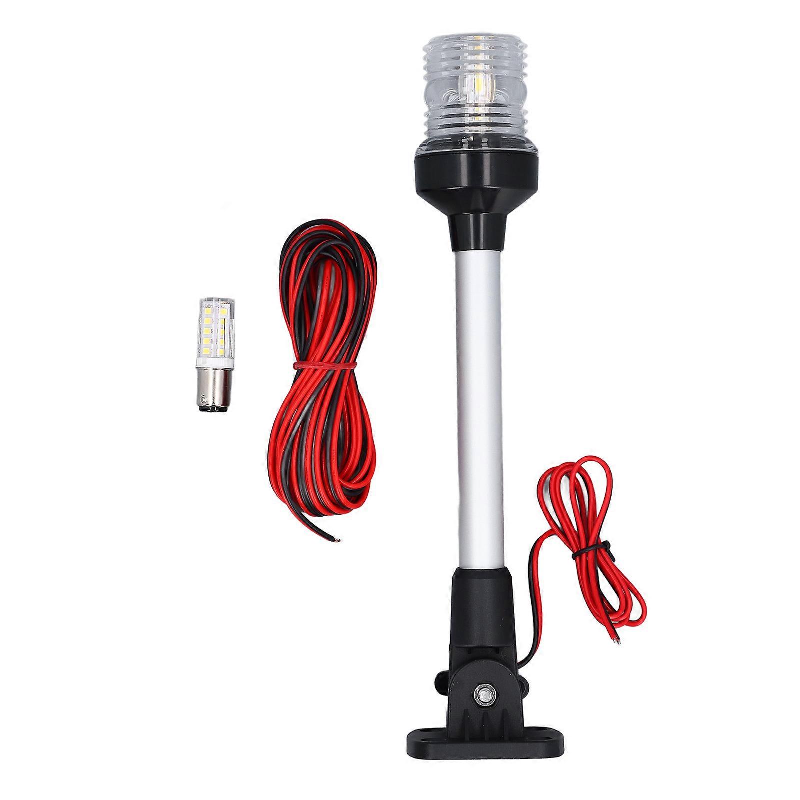 Boat Stern Light LED 12in Fold Down All Round 360 Degree Navigation Anchor Lamp for Pontoon Fishing Boats 12V‑24V DC