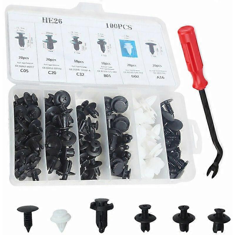 Trim Kit Clip Body Bumper Door Plastic Push Pin Riveter Fastener Screw Removal Tool Car Screwdriver, 100 τεμάχια - 100 τεμάχια
